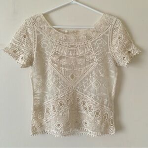 REBELLION Bohemian Cream Crochet Top